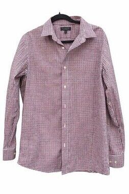 Banana Republic Men’s Large Button Up Shirt Red Blue Gingham Check Long Sleeve
